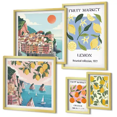 Vintage fruit landscape gallery wall set of vintage fruit landscape prints