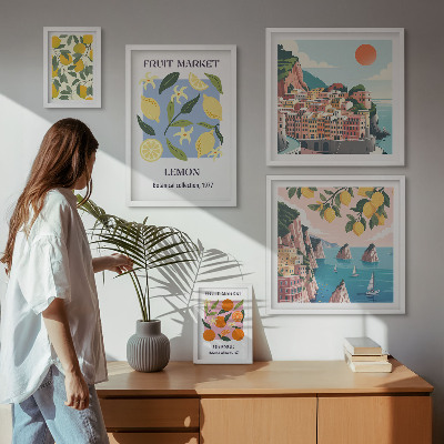 Gallery wall Vintage fruit landscapes