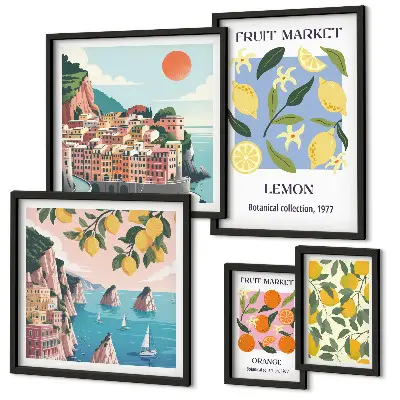 Vintage fruit landscape gallery wall set of vintage fruit landscape prints