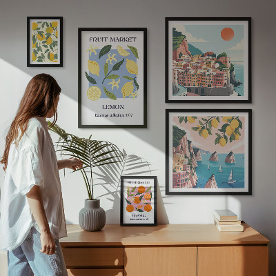 Gallery wall Vintage fruit landscapes