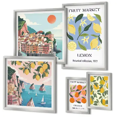 Vintage fruit landscape gallery wall set of vintage fruit landscape prints