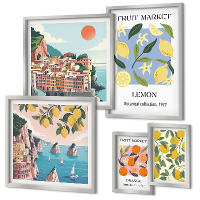 Gallery wall Vintage fruit landscapes