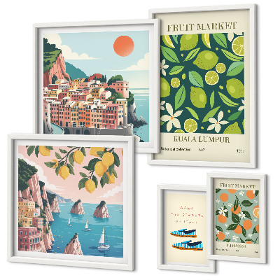 Set of 5 wall art pieces Tropical Fruit Holiday