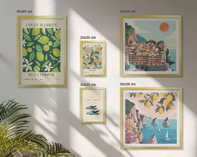 Tropical Fruit Holiday wall art set of 5 pieces