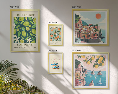 Set of 5 wall art pieces Tropical Fruit Holiday