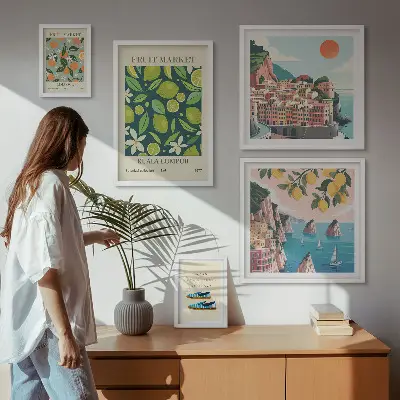 Tropical Fruit Holiday wall art set of 5 pieces