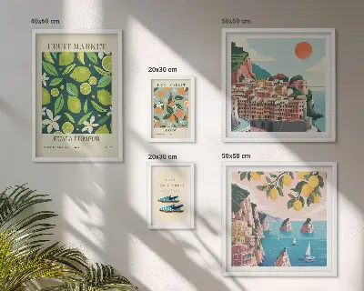 Tropical Fruit Holiday wall art set of 5 pieces