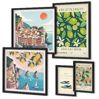 Set of 5 wall art pieces Tropical Fruit Holiday