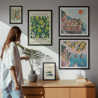 Set of 5 wall art pieces Tropical Fruit Holiday