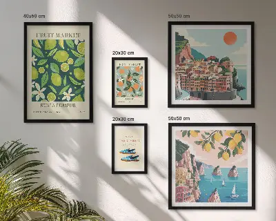 Tropical Fruit Holiday wall art set of 5 pieces