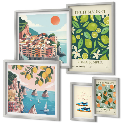 Set of 5 wall art pieces Tropical Fruit Holiday