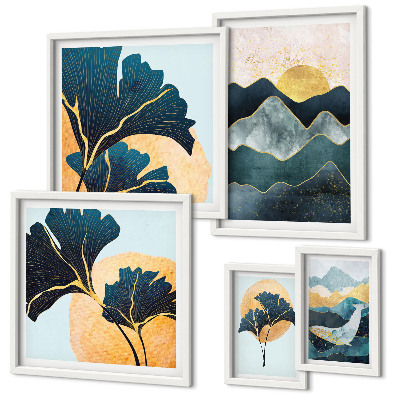 Framed photo set Stylish mountain plant landscapes