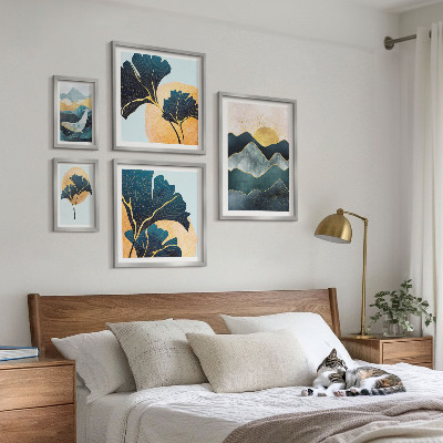 Framed photo set Stylish mountain plant landscapes