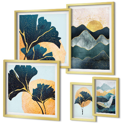 Framed photo set Stylish mountain plant landscapes