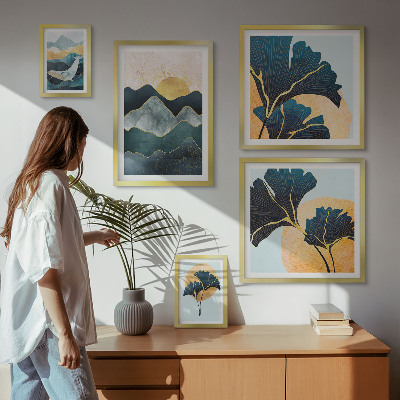 Framed photo set Stylish mountain plant landscapes