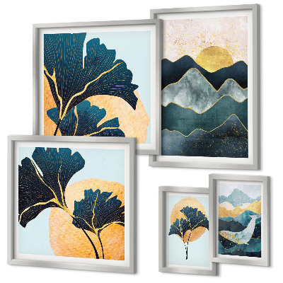 Framed photo set Stylish mountain plant landscapes