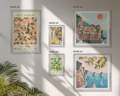 Seaside fruit markets wall art set of 5 pieces