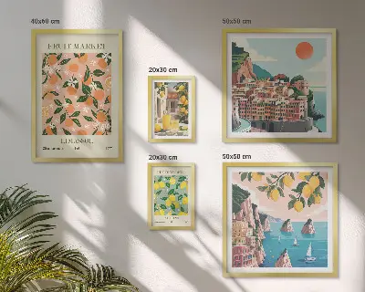 Seaside fruit markets wall art set of 5 pieces