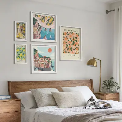 Seaside fruit markets wall art set of 5 pieces