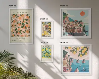 Seaside fruit markets wall art set of 5 pieces