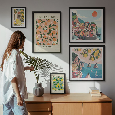 Set of 5 wall art pieces Seaside fruit markets