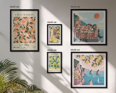 Set of 5 wall art pieces Seaside fruit markets