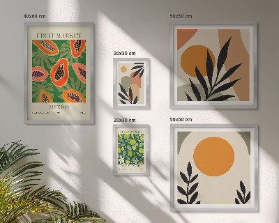 Set of 5 wall art pieces Tropical fruit retro motifs