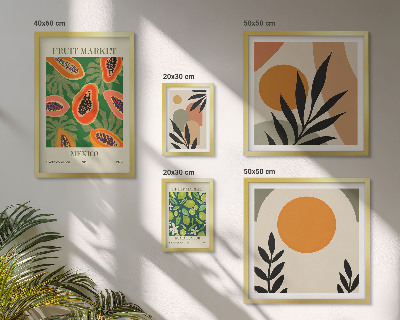 Set of 5 wall art pieces Tropical fruit retro motifs