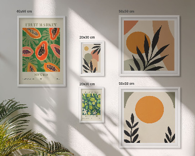 Set of 5 wall art pieces Tropical fruit retro motifs