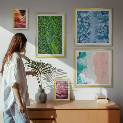 Framed photo set featuring natural green landscapes