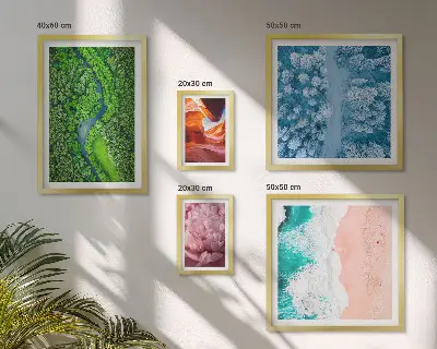 Framed photo set featuring natural green landscapes