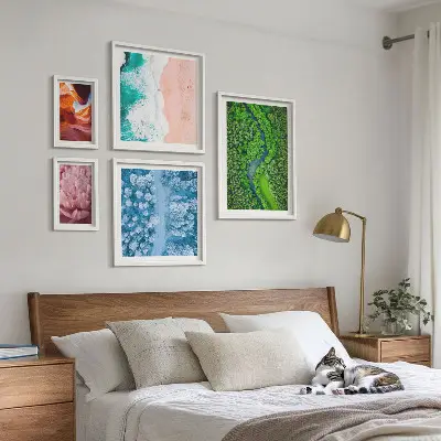 Framed photo set featuring natural green landscapes