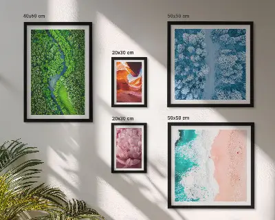 Framed photo set featuring natural green landscapes