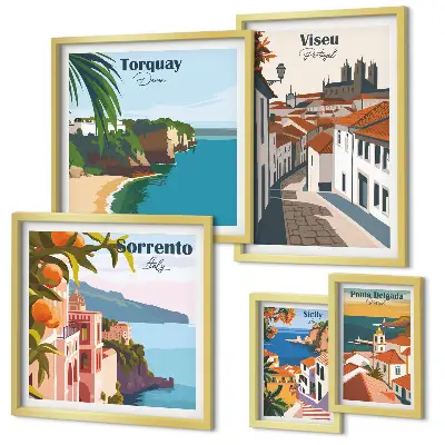 Picturesque towns of Europe wall art set of 5 pieces