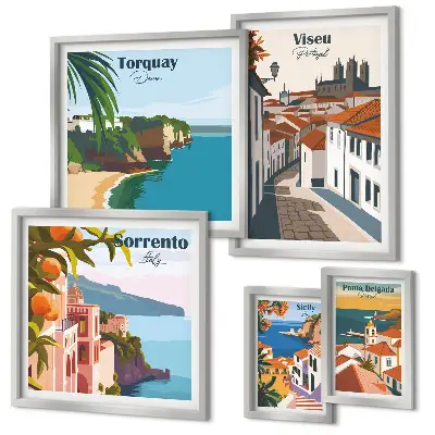 Picturesque towns of Europe wall art set of 5 pieces