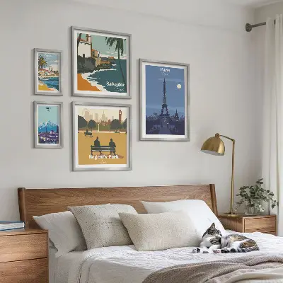 Set of 5 European retro icon cities wall art pieces set of 5 wall art pieces