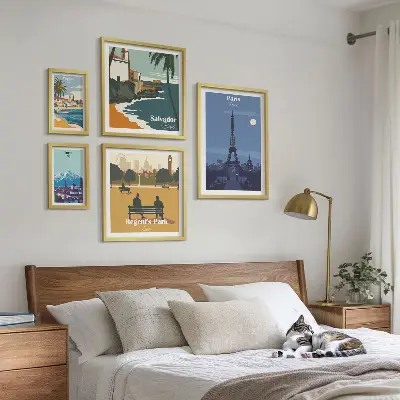 Set of 5 European retro icon cities wall art pieces set of 5 wall art pieces