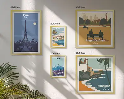 Set of 5 European retro icon cities wall art pieces set of 5 wall art pieces
