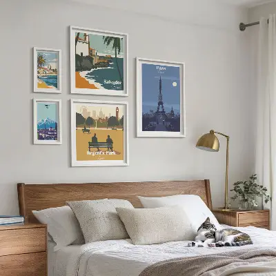 Set of 5 European retro icon cities wall art pieces set of 5 wall art pieces