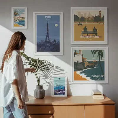 Set of 5 European retro icon cities wall art pieces set of 5 wall art pieces