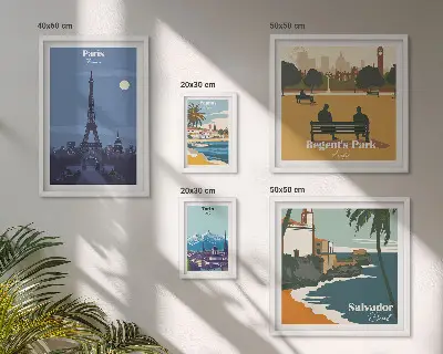 Set of 5 European retro icon cities wall art pieces set of 5 wall art pieces