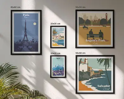 Set of 5 European retro icon cities wall art pieces set of 5 wall art pieces