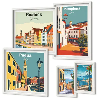 Gallery wall European architectural city views