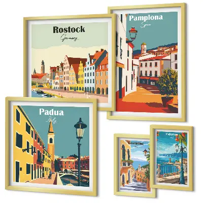 Gallery wall European architectural city views