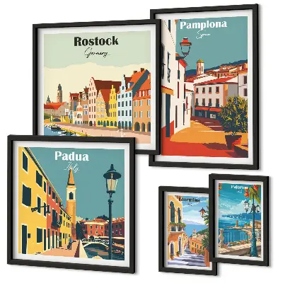 Gallery wall European architectural city views