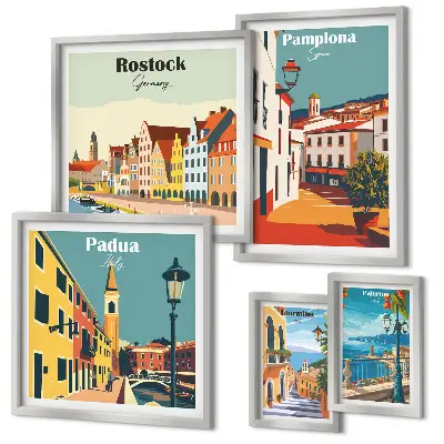 Gallery wall European architectural city views