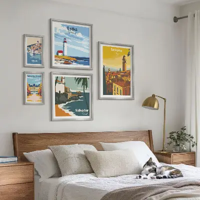 City landscapes with lanterns wall art set of 5 pieces