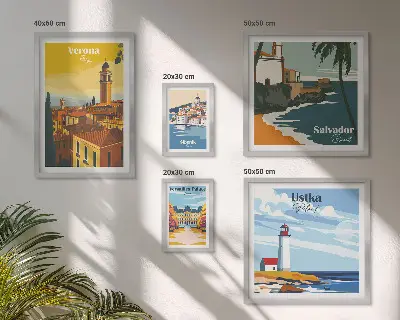 City landscapes with lanterns wall art set of 5 pieces