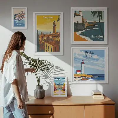 City landscapes with lanterns wall art set of 5 pieces
