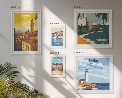 City landscapes with lanterns wall art set of 5 pieces